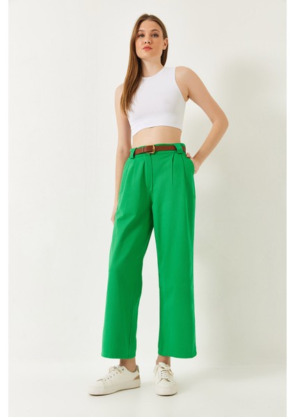 Kadın Kemerli Kalın Köprülü Gabardin Pantolon