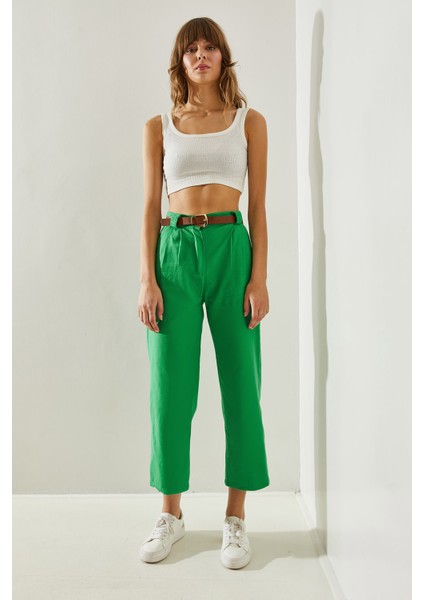 Kadın Kemerli Kalın Köprülü Gabardin Pantolon fiyatları