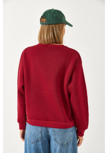 Kadın Üç Iplik Şardonlu Baskılı Sweatshirt