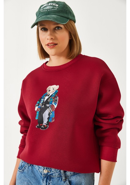 Kadın Üç Iplik Şardonlu Baskılı Sweatshirt fiyatları