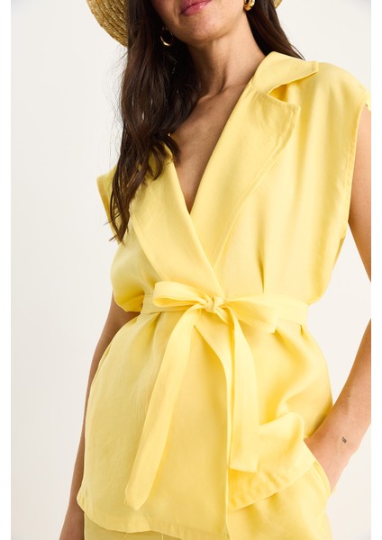 Kadın Kuşaklı Yelek Cep Detaylı Palazzo Pantolonlu Modal Takım indirimleri