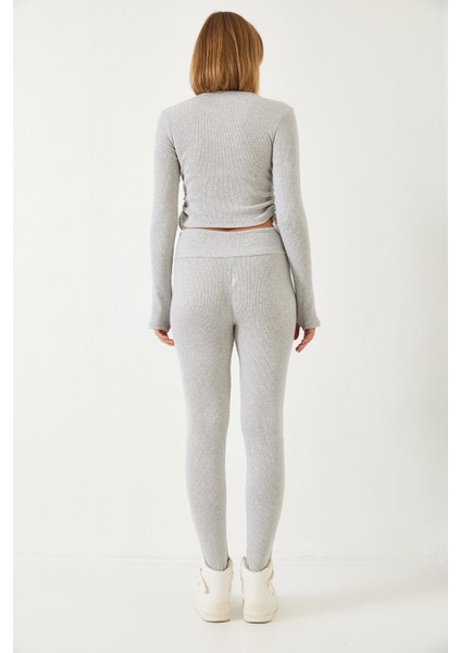 Kadın Parmak Geçirmeli Fitilli Kaşkorse Alt Üst Takım