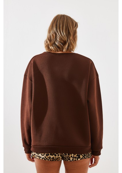 Kadın Bisiklet Yaka Şardonlu Fermuar Detaylı Basic Sweatshirt indirimleri