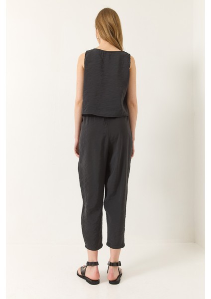 Kadın Kalın Askılı Bluz Beli Lastikli Pantolon Modal Takım modelleri