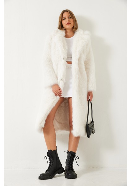 Kadın Uzun Kürklü Astarlı Mont