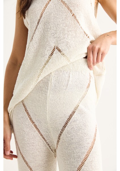 Kadın Kalın Askılı Bluz Bol Pantolonlu Ince Yazlık Triko Alt-Üst Takım fırsatları