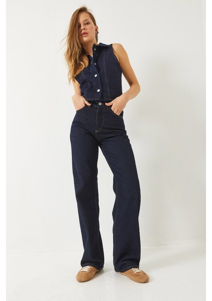 Kadın Yüksek Bel Baggy Denim Pantolon modelleri