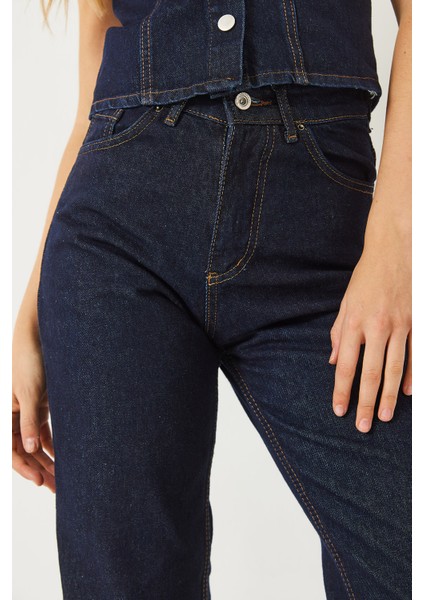 Kadın Yüksek Bel Baggy Denim Pantolon fırsatları