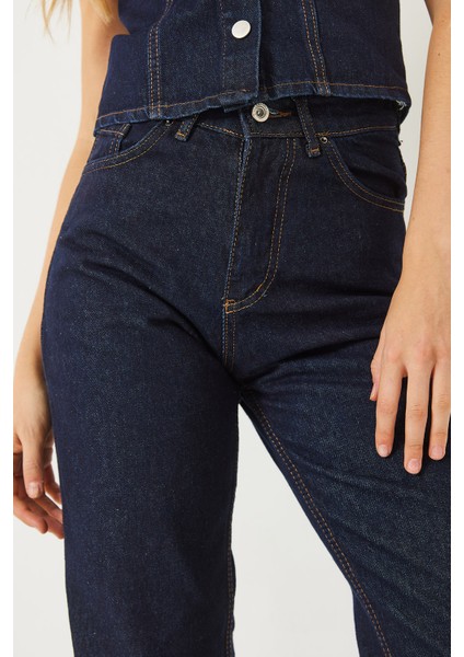 Kadın Yüksek Bel Baggy Denim Pantolon indirimleri