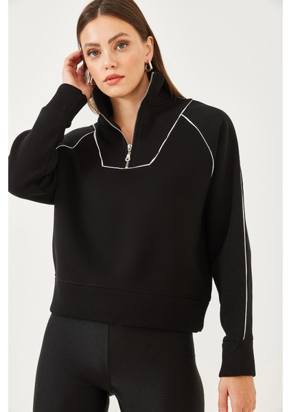 Kadın Yarım Fermuarlı Oversize Sweatshirt Mb- fiyatları