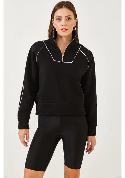 Kadın Yarım Fermuarlı Oversize Sweatshirt Mb- fırsatları