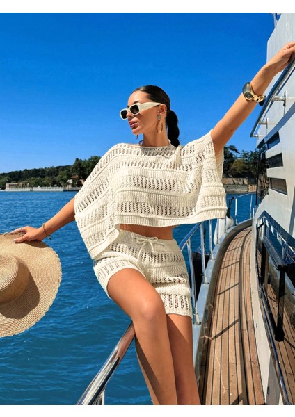 Kadın Kayık Yaka Ajurlu Örgü Triko Alt-Üst Takım modelleri
