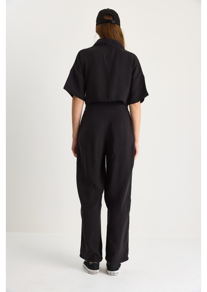 Kadın V Yaka Crop Çift Düğmeli Pantolon Modal Alt-Üst Takım - indirimleri
