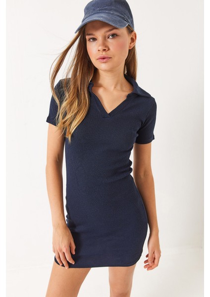 Kadın Kaşkorse Polo Yaka Mini Basic Elbise fırsatları