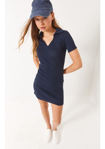Kadın Kaşkorse Polo Yaka Mini Basic Elbise indirimleri