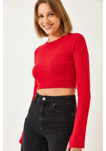 Kadın Parmak Geçirmeli Fitilli Bluz