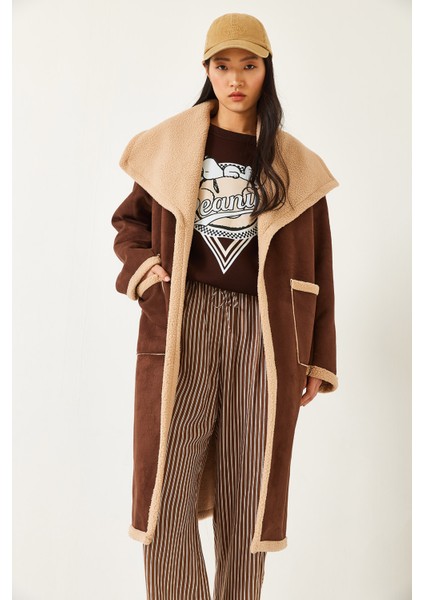 Kadın Çift Torba Cepli Içi Süet Kaban fiyatları