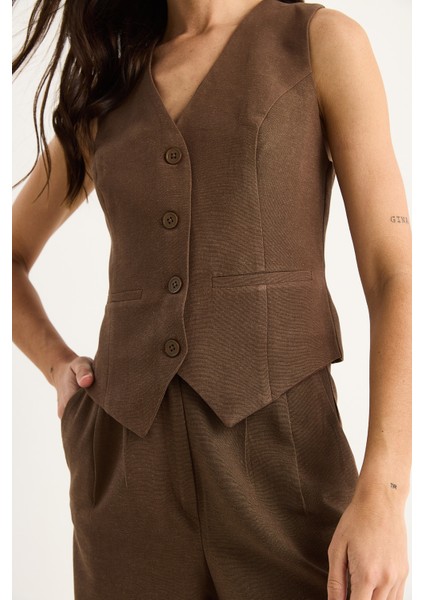 Kadın Yüksek Bel Pantolonlu Yelekli Astarlı Alt-Üst Takım indirimleri