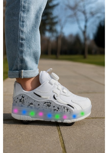 Kaykaylı Çocuk Işıklı Ayakkabı - Işıklı Patenli Kaykay Ayakkabı - Kaykay Ayakkabı