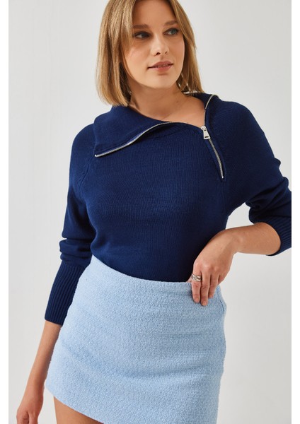 Kadın Fermuarlı Reglanlı Triko Kazak fiyatları