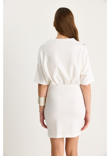 Kadın Kruvaze Etek Detaylı Beli Lastikli Basic Elbise fırsatları