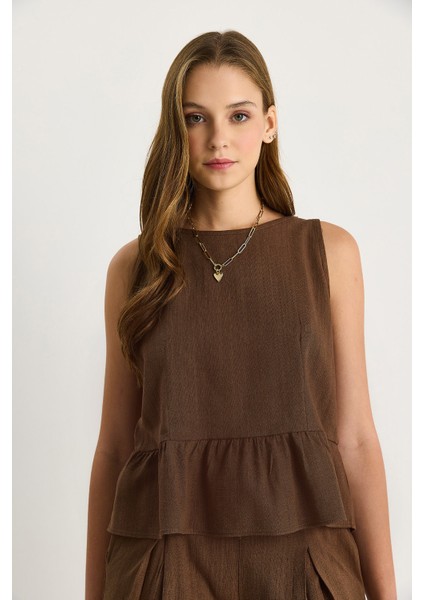 Kadın Keten Bluz Şort Takım