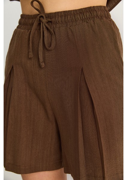 Kadın Keten Bluz Şort Takım