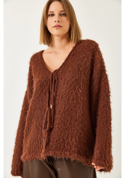 Kadın Tüylü Bağlamalı Hırka fiyatları