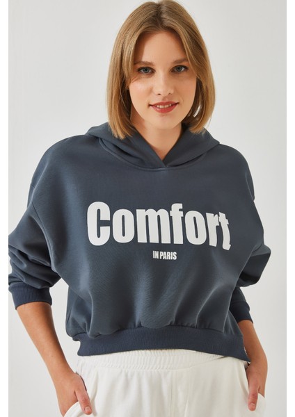 Kadın Üç Iplik Şardonlu Yanları Fermuarlı Crop Sweatshirt modelleri