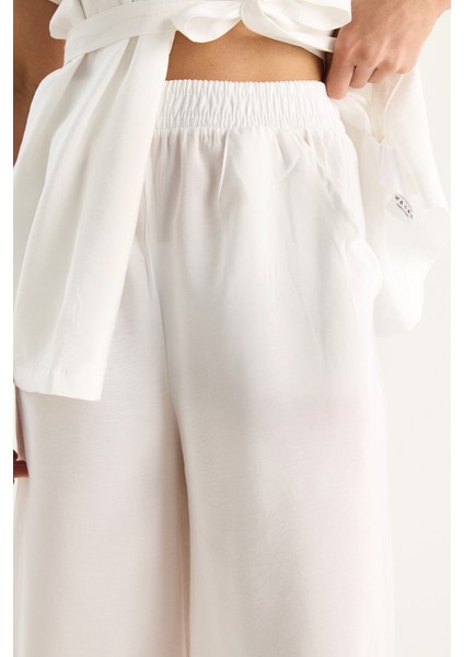 Kadın Kuşaklı Yelek Cep Detaylı Palazzo Pantolonlu Modal Takım