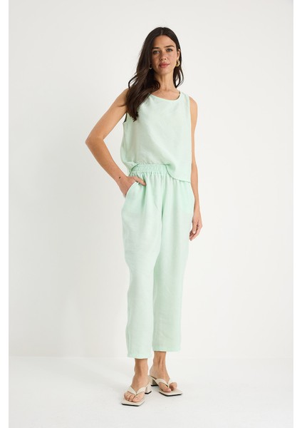 Kadın Kalın Askılı Bluz Beli Lastikli Pantolon Modal Takım fırsatları