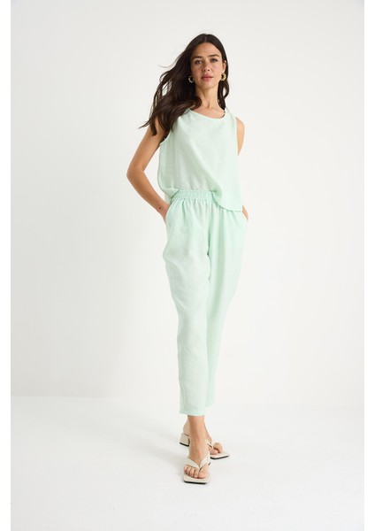 Kadın Kalın Askılı Bluz Beli Lastikli Pantolon Modal Takım indirimleri