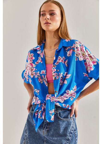 Kadın Çiçek Desenli Salaş Keten Gömlek fiyatları