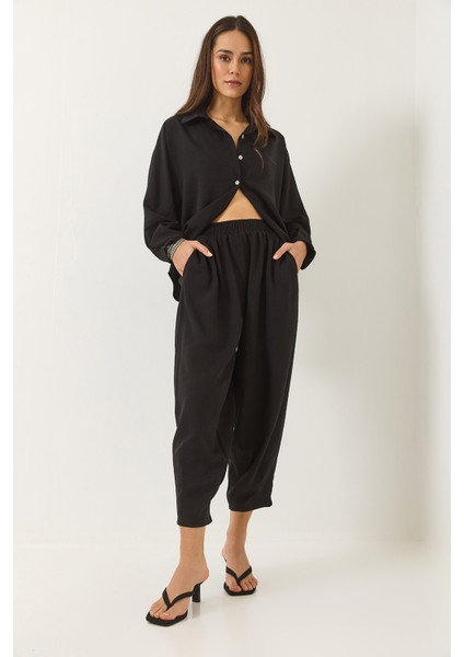 Kadın Yarasa Kol Gömlek Şalvar Pantolonlu Eliza Alt-Üst Takım modelleri