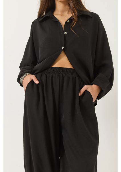 Kadın Yarasa Kol Gömlek Şalvar Pantolonlu Eliza Alt-Üst Takım fırsatları