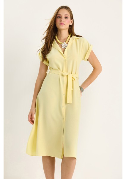 Kadın Kuşak Detaylı Linda Gömlek Elbise modelleri