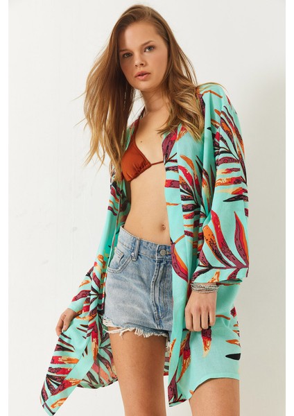 Kadın Desenli Kısa Kimono