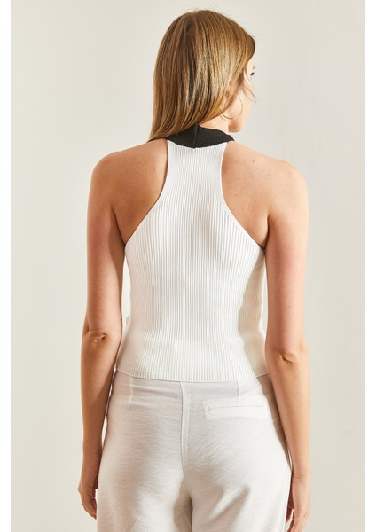 Kadın Çapraz Askılı Fitilli Triko Bluz modelleri