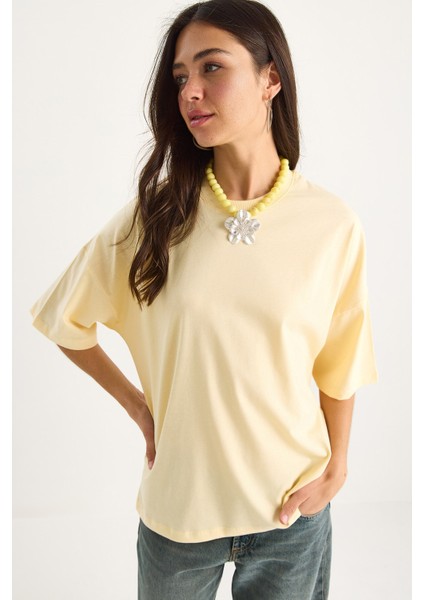 Kadın % Organik Pamuk Oversize Basic T-Shirt