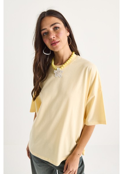 Kadın % Organik Pamuk Oversize Basic T-Shirt fiyatları