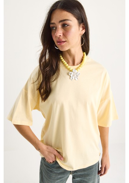 Kadın % Organik Pamuk Oversize Basic T-Shirt modelleri
