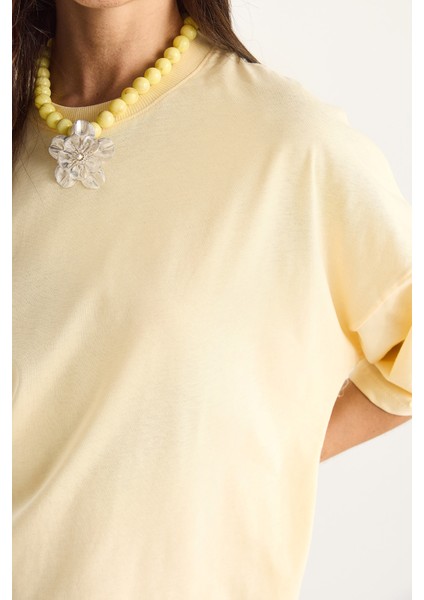 Kadın % Organik Pamuk Oversize Basic T-Shirt indirimleri