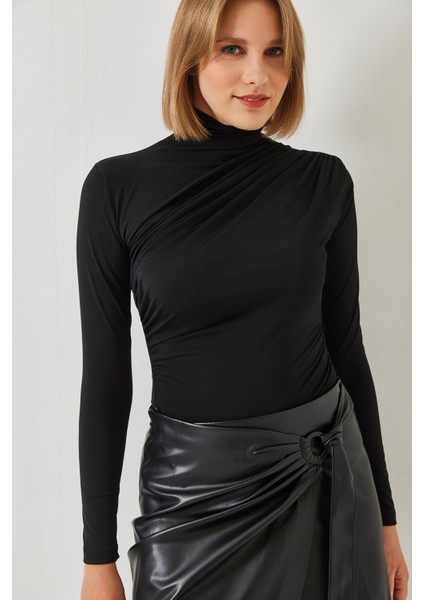 Kadın Balıkçı Yaka Desenli Bluz - fırsatları