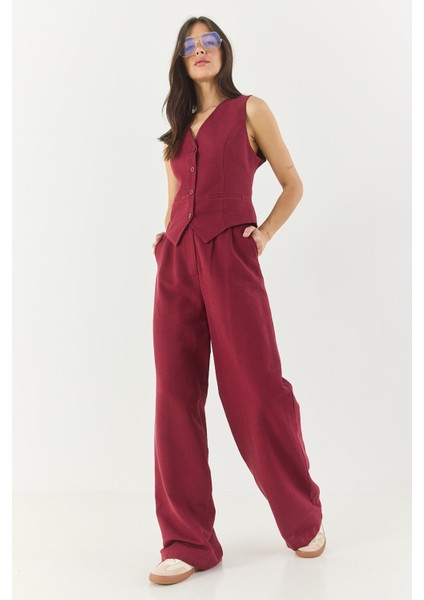 Kadın Yüksek Bel Pantolonlu Yelekli Astarlı Alt-Üst Takım modelleri