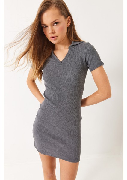 Kadın Kaşkorse Polo Yaka Mini Basic Elbise modelleri