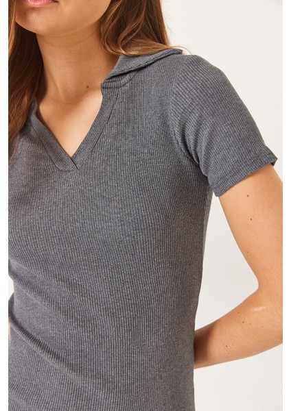 Kadın Kaşkorse Polo Yaka Mini Basic Elbise fırsatları