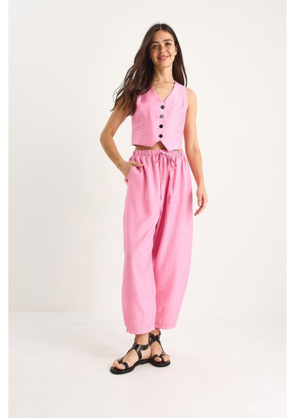 Kadın Cep Detaylı Rahat Pantolon Yelekli Alt-Üst Takım fiyatları