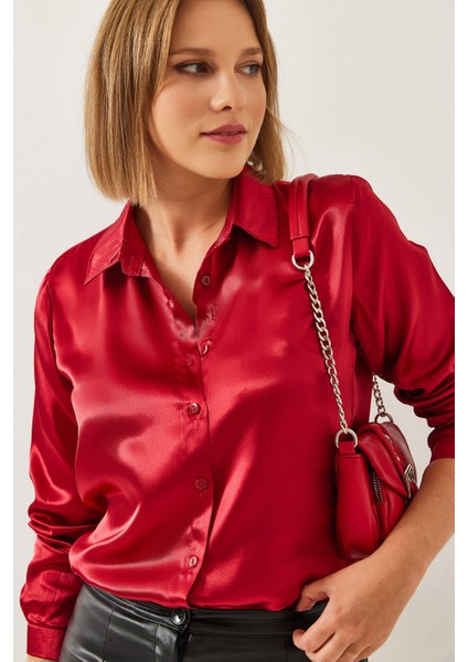 Kadın Basic Saten Gömlek
