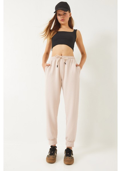 Kadın Beli Lastikli Bağlamalı Cepli Basic Pantolon