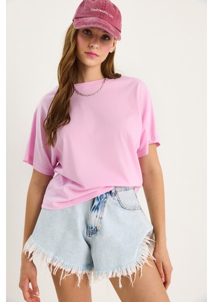 Kadın Organik Pamuklu Regular Kalıp Bisiklet Yaka Basic Kısa Kollu T-Shirt fırsatları